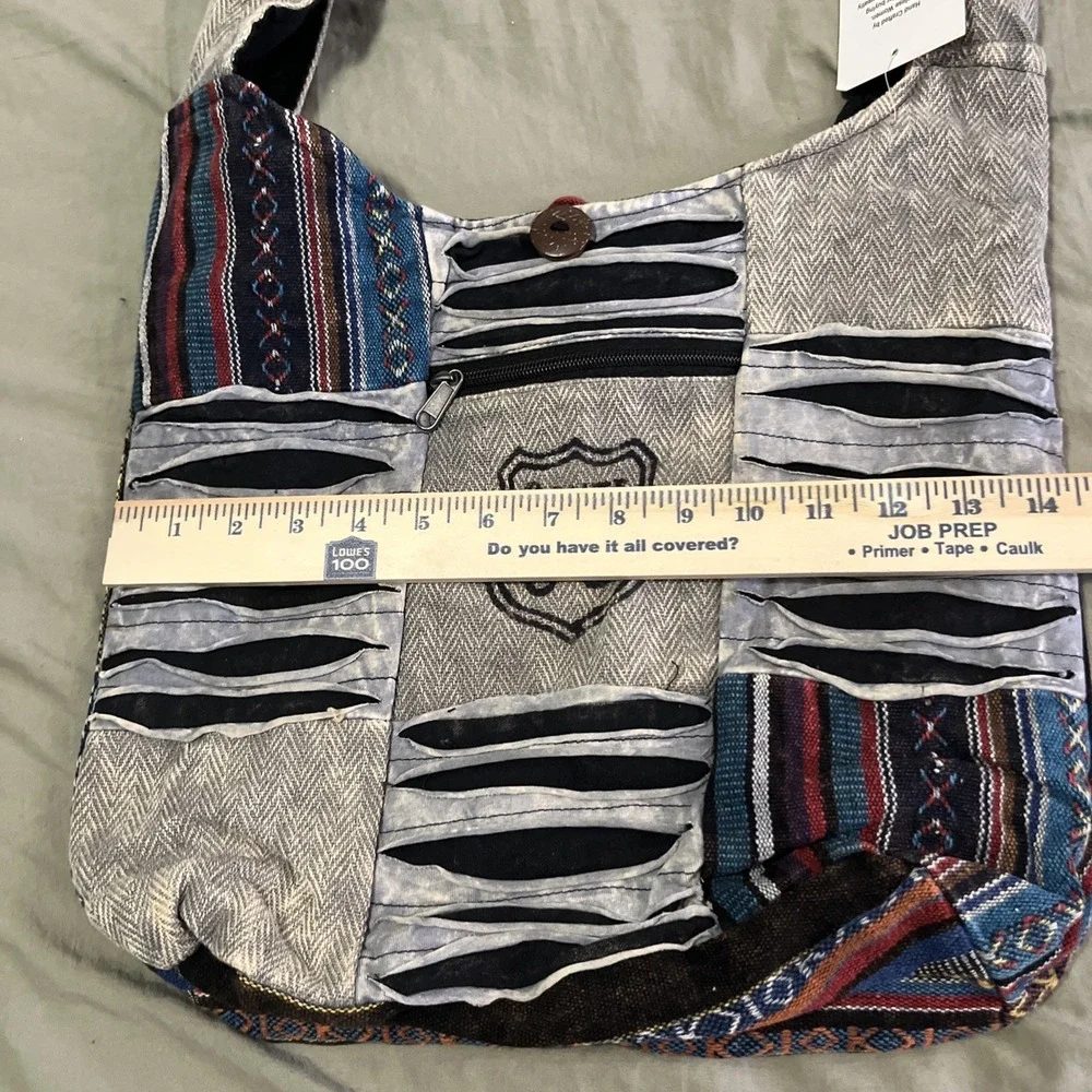 ROUTE 66  RISING INTER Boho  Bag FAIR TRADE Nepal THREE OUTSIDE POCKETS
